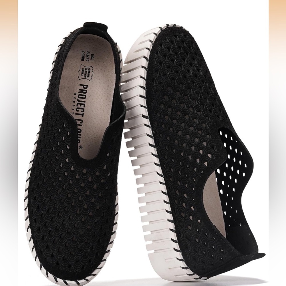 Stylish Black Perforated Women's Sneakers - Picture 2 of 4